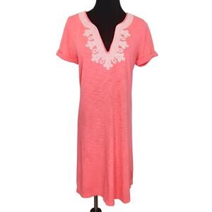 Lilly Pulitzer Maisy T Shirt Dress Coral Shift Mini Dress Womens M Resort Summer